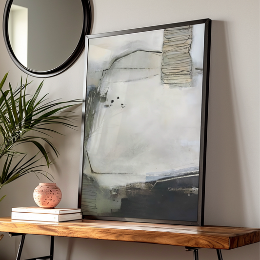 Modern Monochrome Abstract Art Print, Black White Neutral Wall Art, Contemporary Gallery Wall Poster