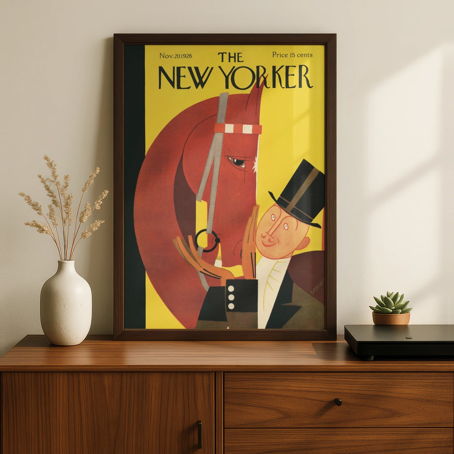 The New Yorker 1926 Cover Poster, Vintage Horse Art Deco Print, Yellow Wall Art