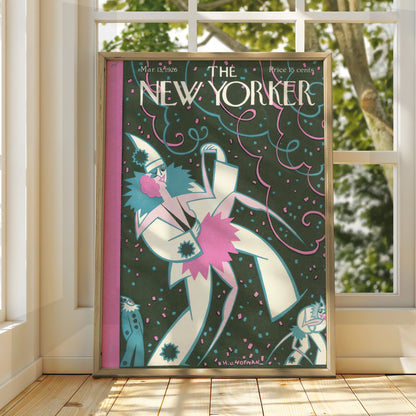 New Yorker 1926 Vintage Cover Poster, Art Deco Clown Carnival Wall Art Print