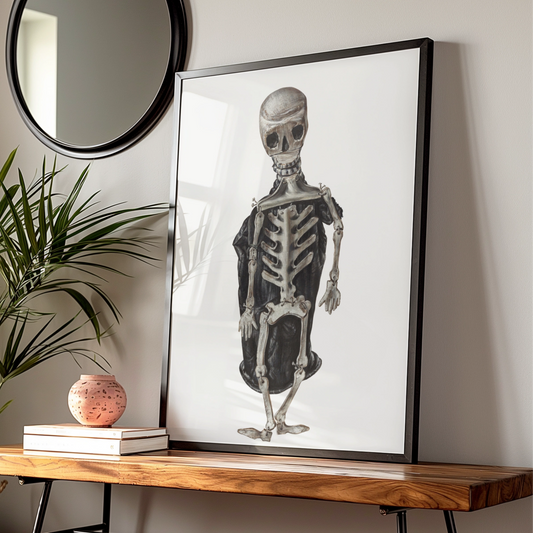 Halloween Skeleton Poster, Spooky Skull Wall Art, Dark Gothic Print, Halloween Decor