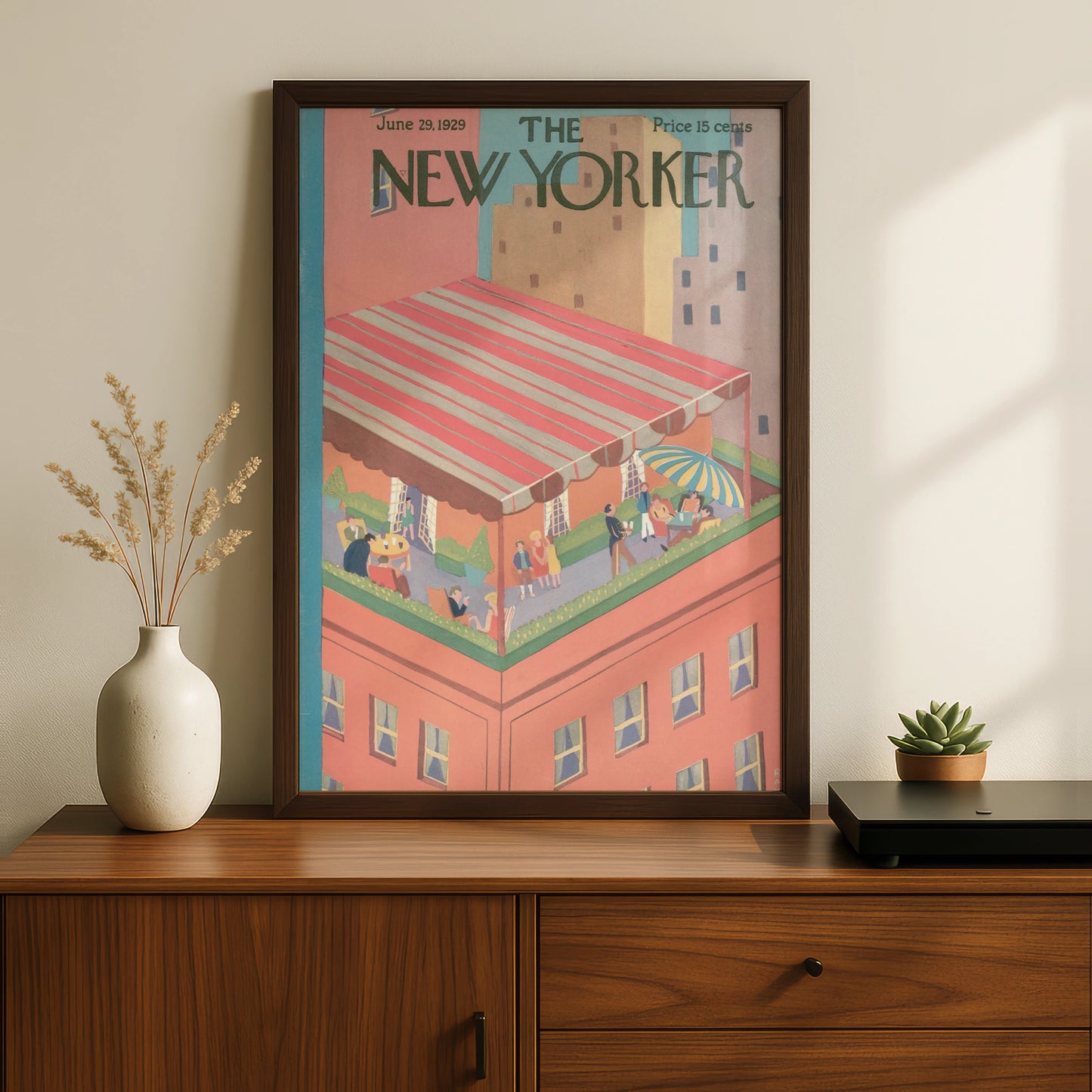 The New Yorker June 1929 Rooftop Party Poster, Vintage Art Deco NYC Wall Art Print