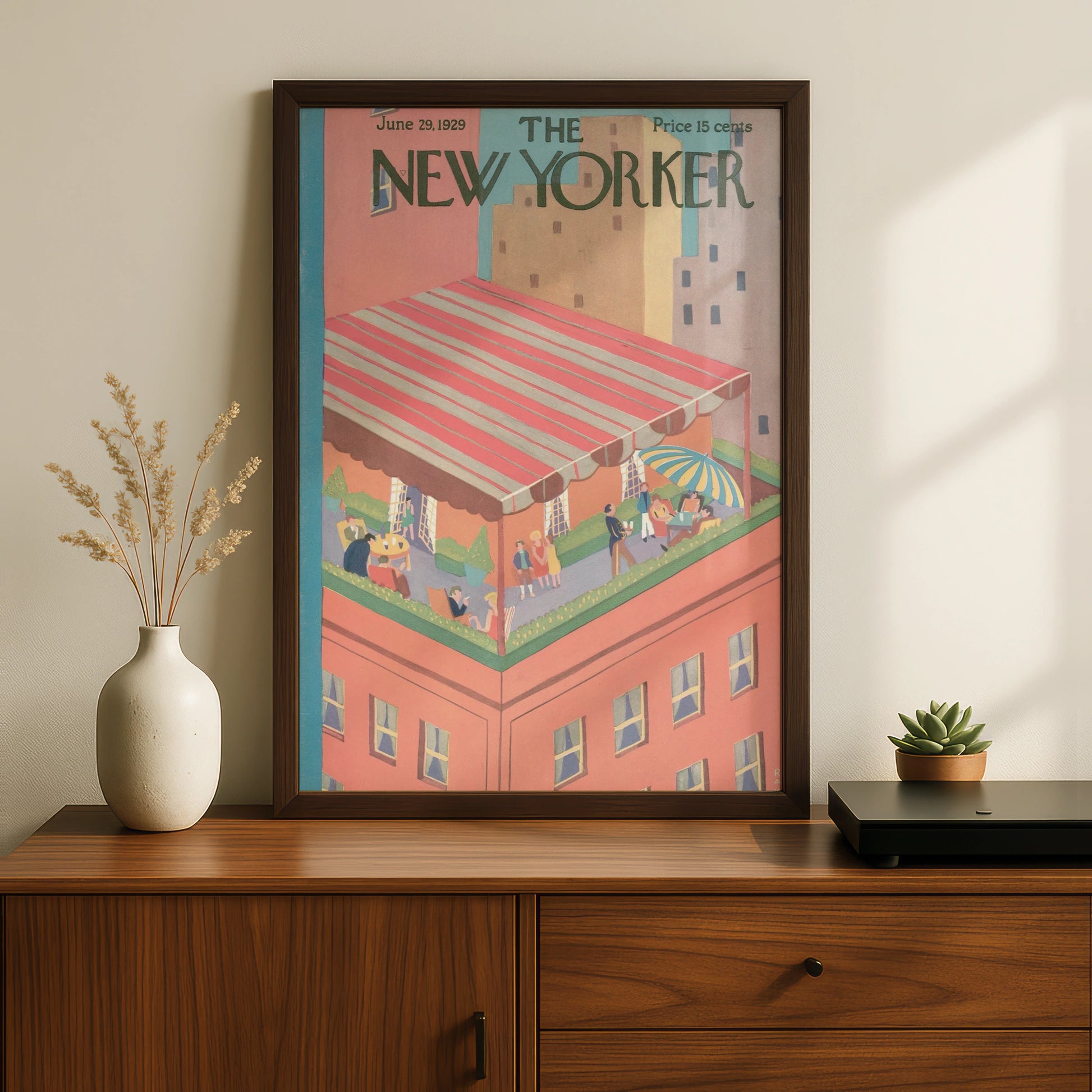 The New Yorker June 1929 Rooftop Party Poster, Vintage Art Deco NYC Wall Art Print