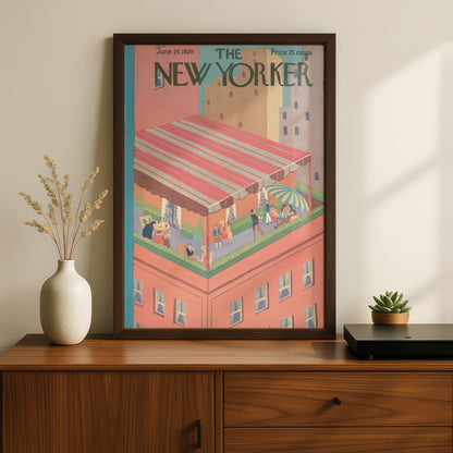 The New Yorker June 1929 Rooftop Party Poster, Vintage Art Deco NYC Wall Art Print
