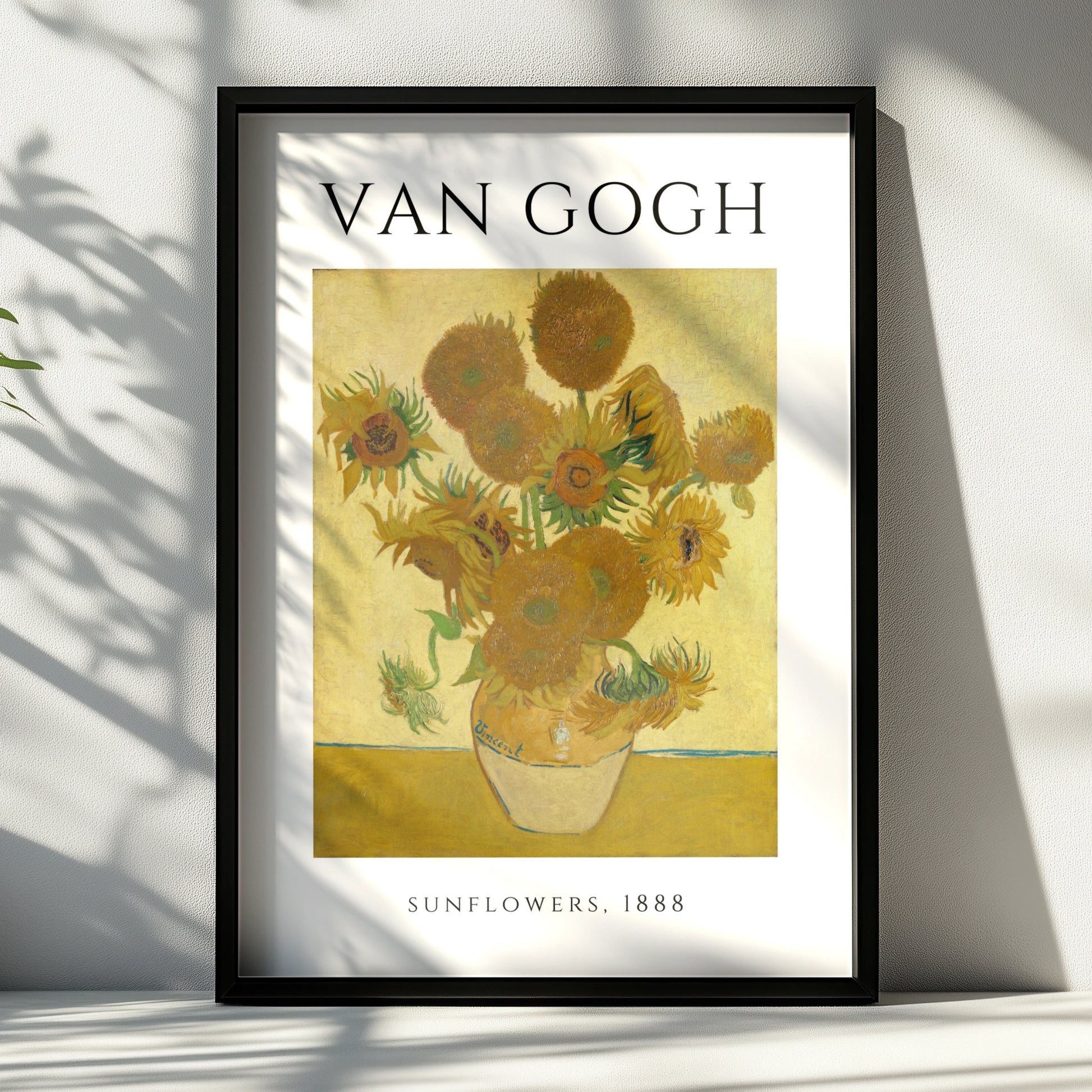 Van Gogh Sunflowers 1888 Wall Art Print | Yellow Floral Vintage Poster, Living Room – A4 Black frame