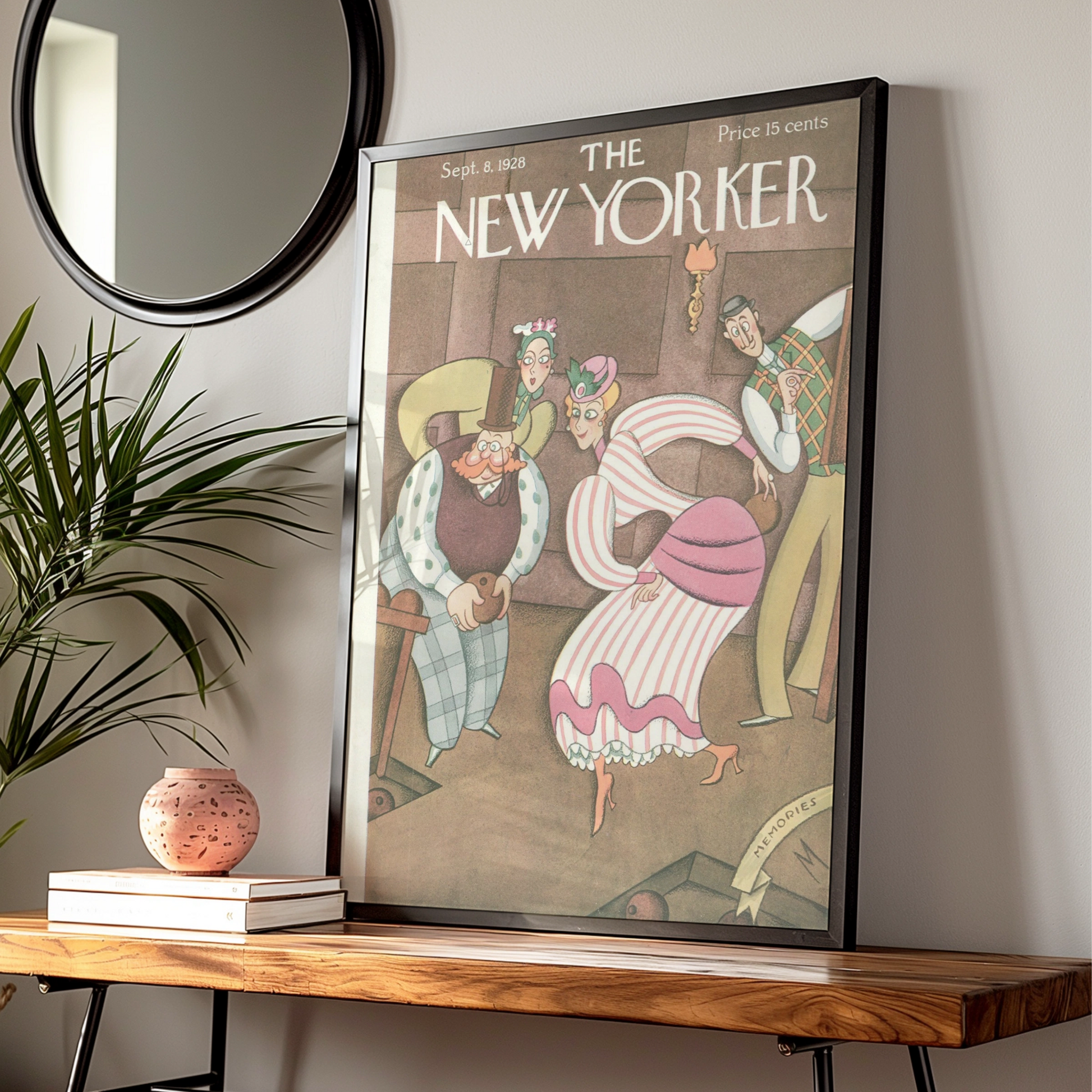 New Yorker 1928 Cover Poster, Vintage Bowling Illustration, Retro Art Print, Gallery Wall