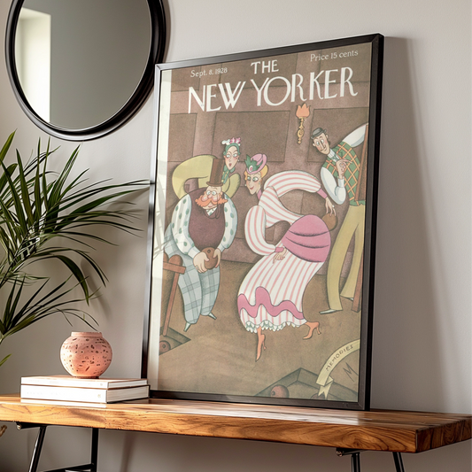 New Yorker 1928 Cover Poster, Vintage Bowling Illustration, Retro Art Print, Gallery Wall