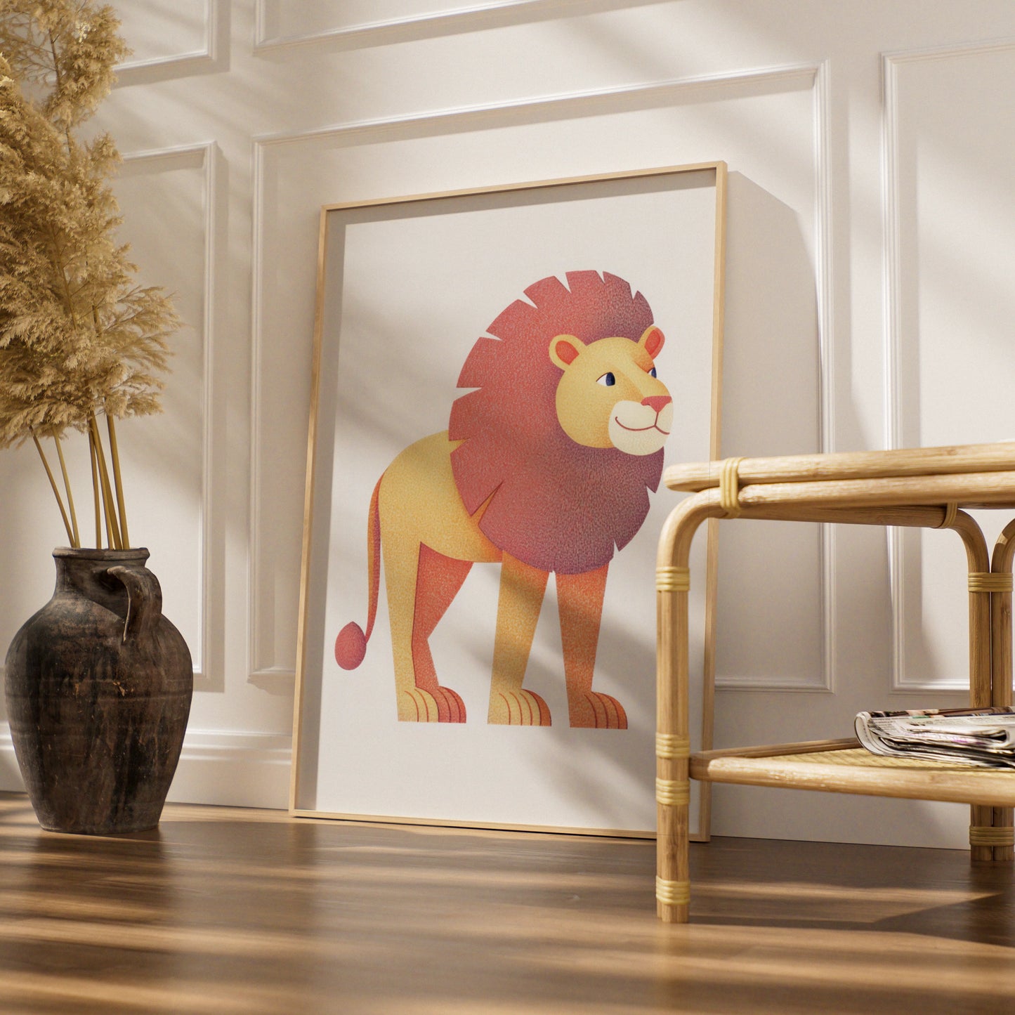 Lion Nursery Wall Art, Safari Animal Print, Kids Room Poster, Cute Lion Decor