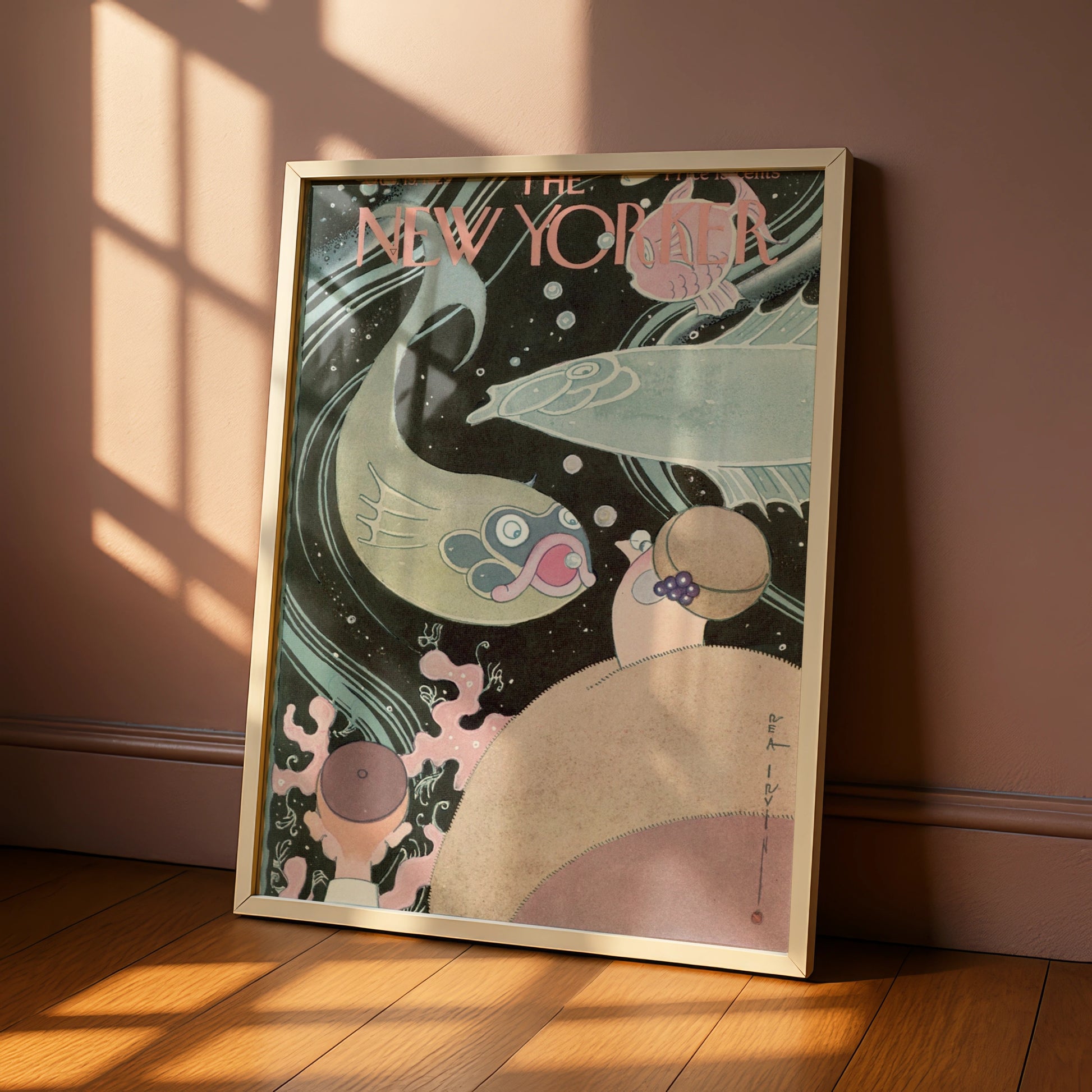 New Yorker Cover Art Poster, October 1929, Rea Irvin Underwater Fish Print