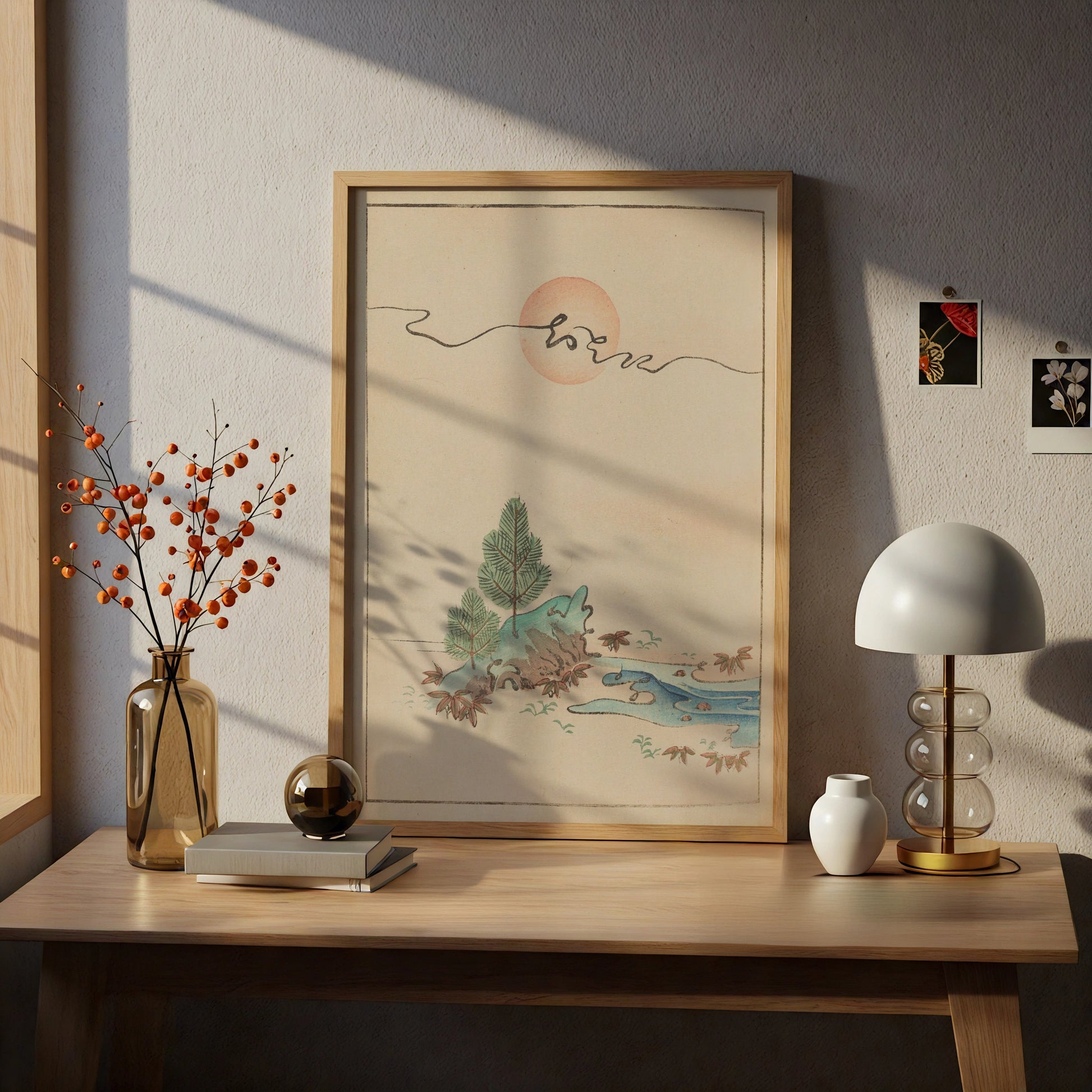 Japanese Wall Art, Vintage Bijutsukai Woodblock Print, Minimalist Rising Sun Poster – A4 print
