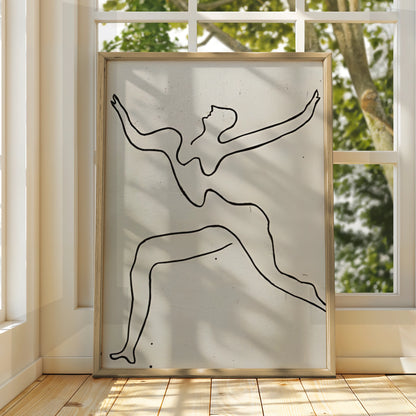 Dancing Figure Line Art, Monochrome Wall Art, Minimalist Print, Modern Black White Poster