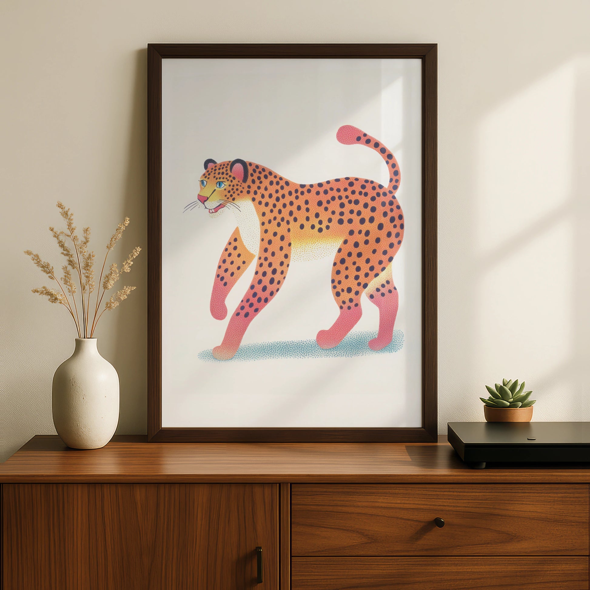 Leopard Nursery Wall Art, Colourful Cheetah Print, Kids Animal Poster, Children's Room Decor