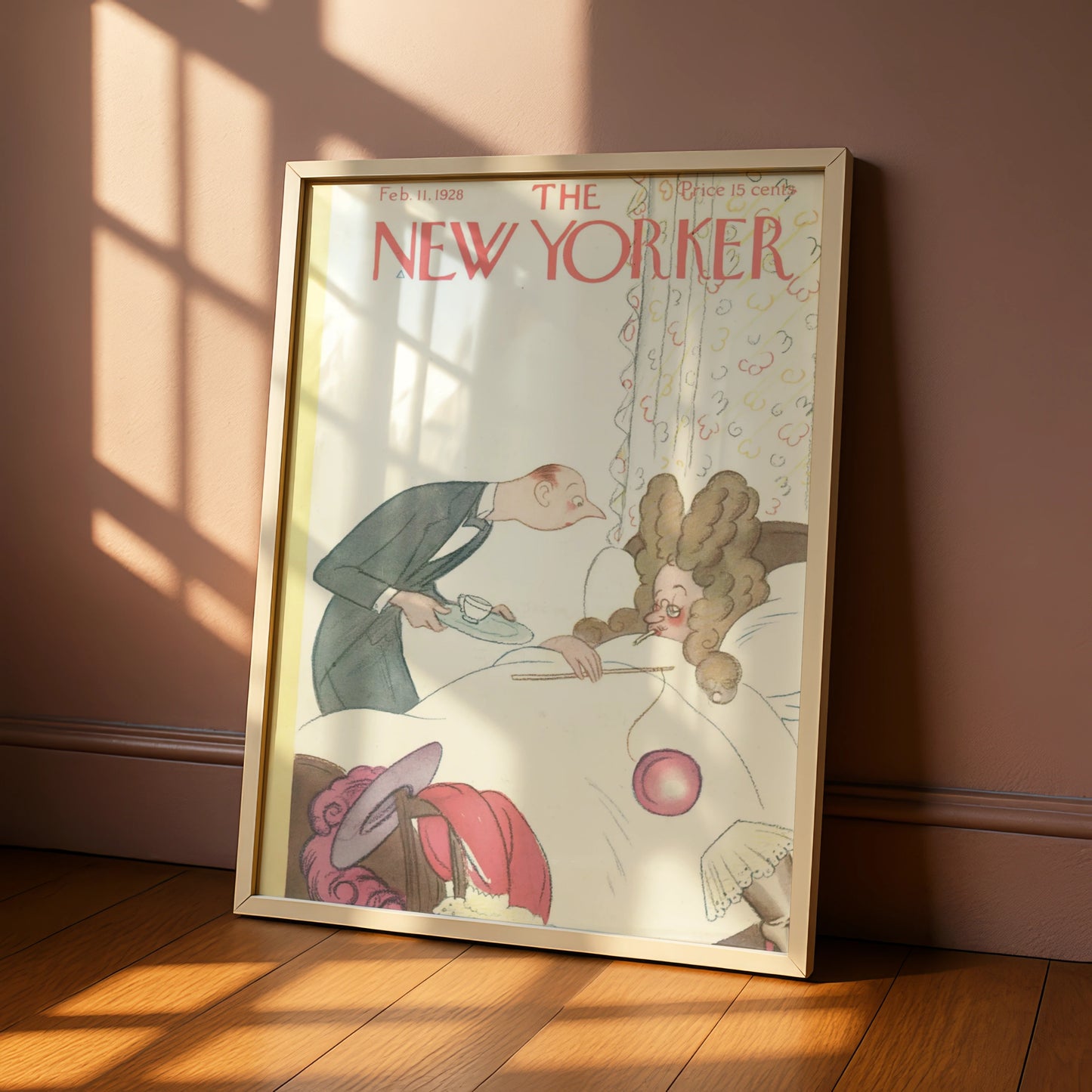 The New Yorker February 1928 Cover Art Poster, Vintage Illustration Wall Art Print