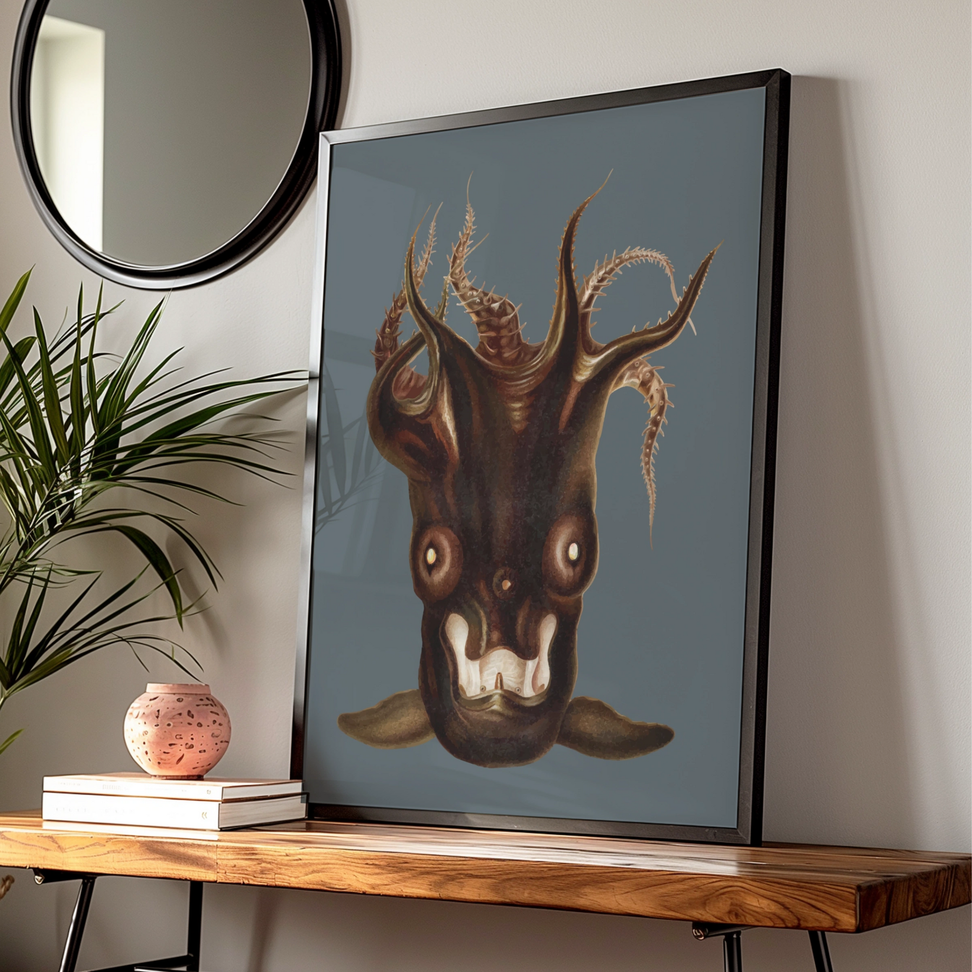 Halloween Dark Creature Poster, Horror Monster Wall Art, Spooky Demon Print, Gothic Occult Decor