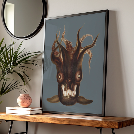 Halloween Dark Creature Poster, Horror Monster Wall Art, Spooky Demon Print, Gothic Occult Decor