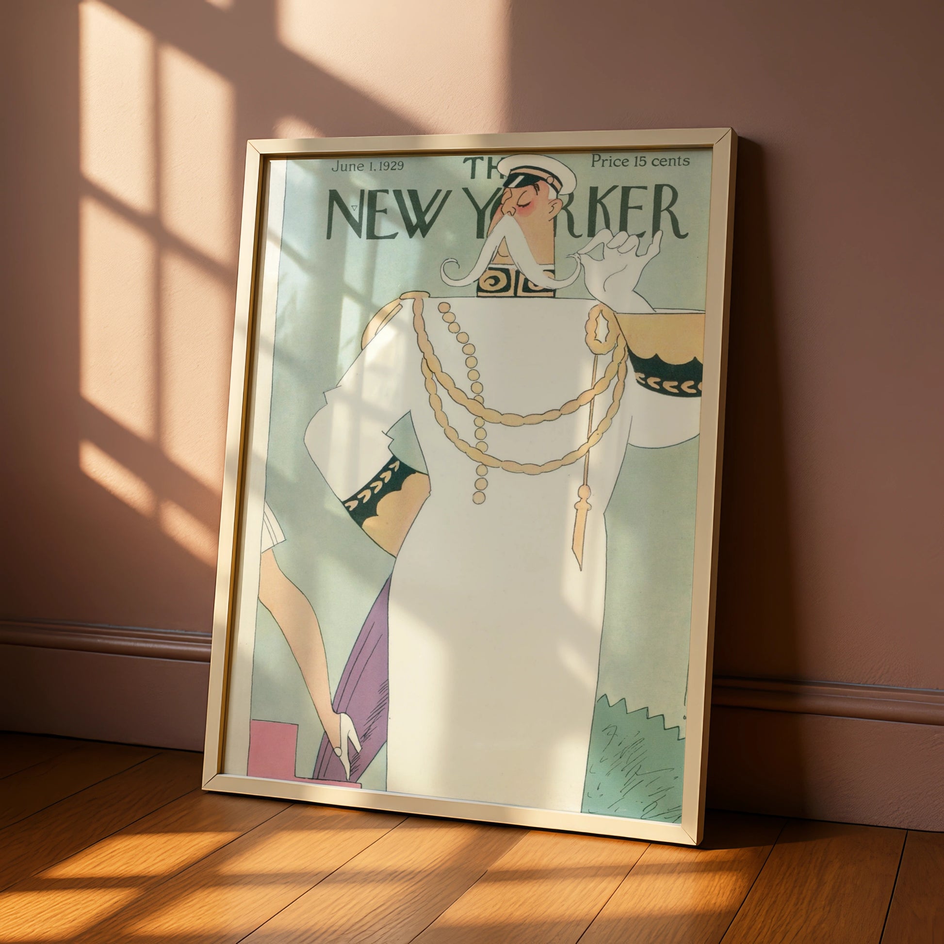 New Yorker 1929 Cover Poster, Art Deco Naval Officer, Vintage Magazine Wall Art