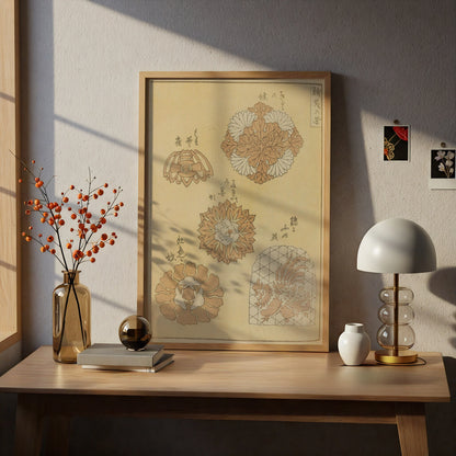 Vintage Japanese Woodblock Art Print, Bijutsukai 1901 Floral Motif, Japandi Wall Art – A4 print