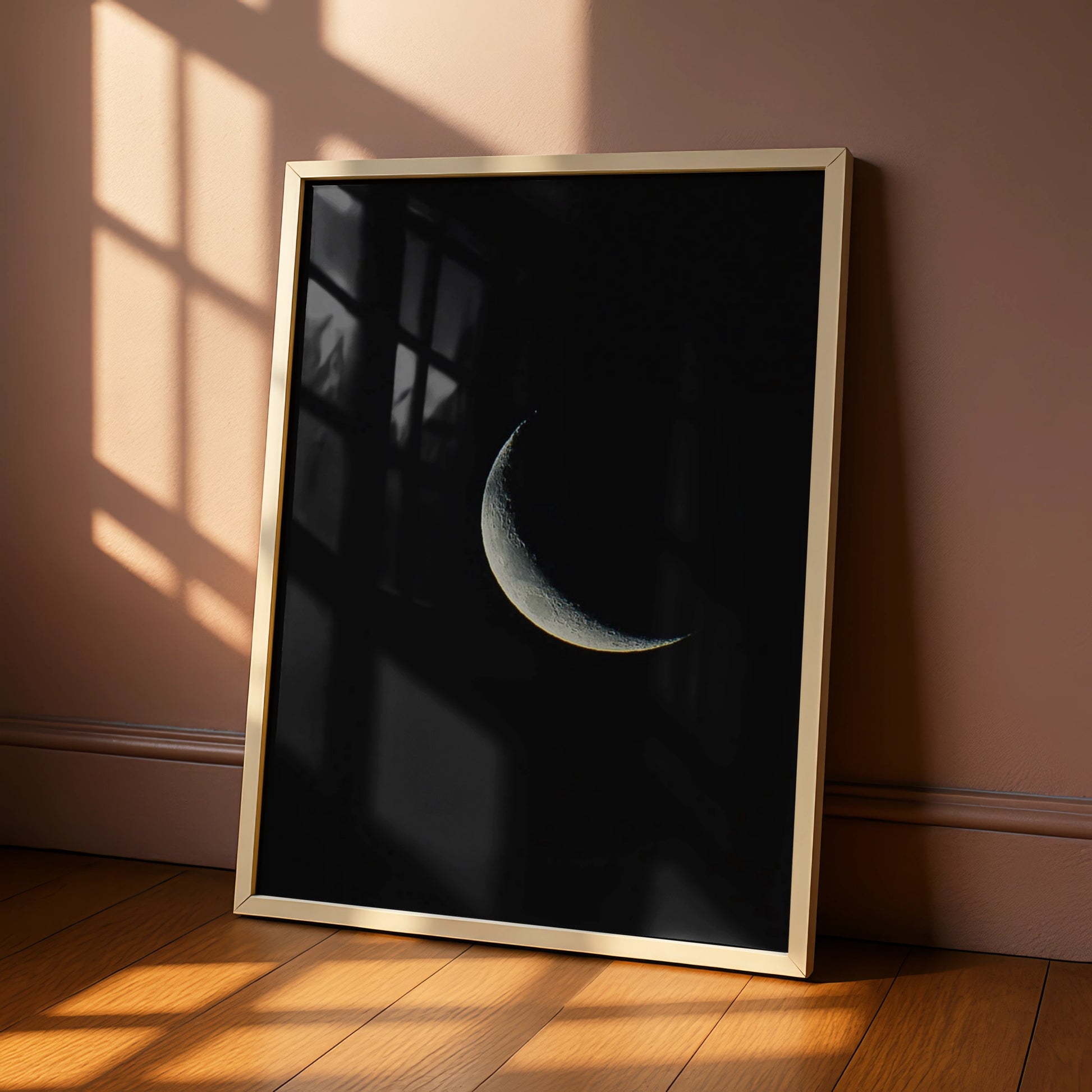 Halloween Crescent Moon Poster, Dark Night Sky Wall Art, Lunar Print, Gothic Celestial Decor