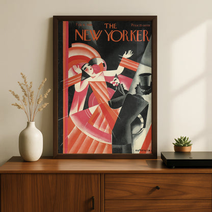 The New Yorker 1926 Art Deco Cover Poster, Vintage Flapper Dancing Print, Red
