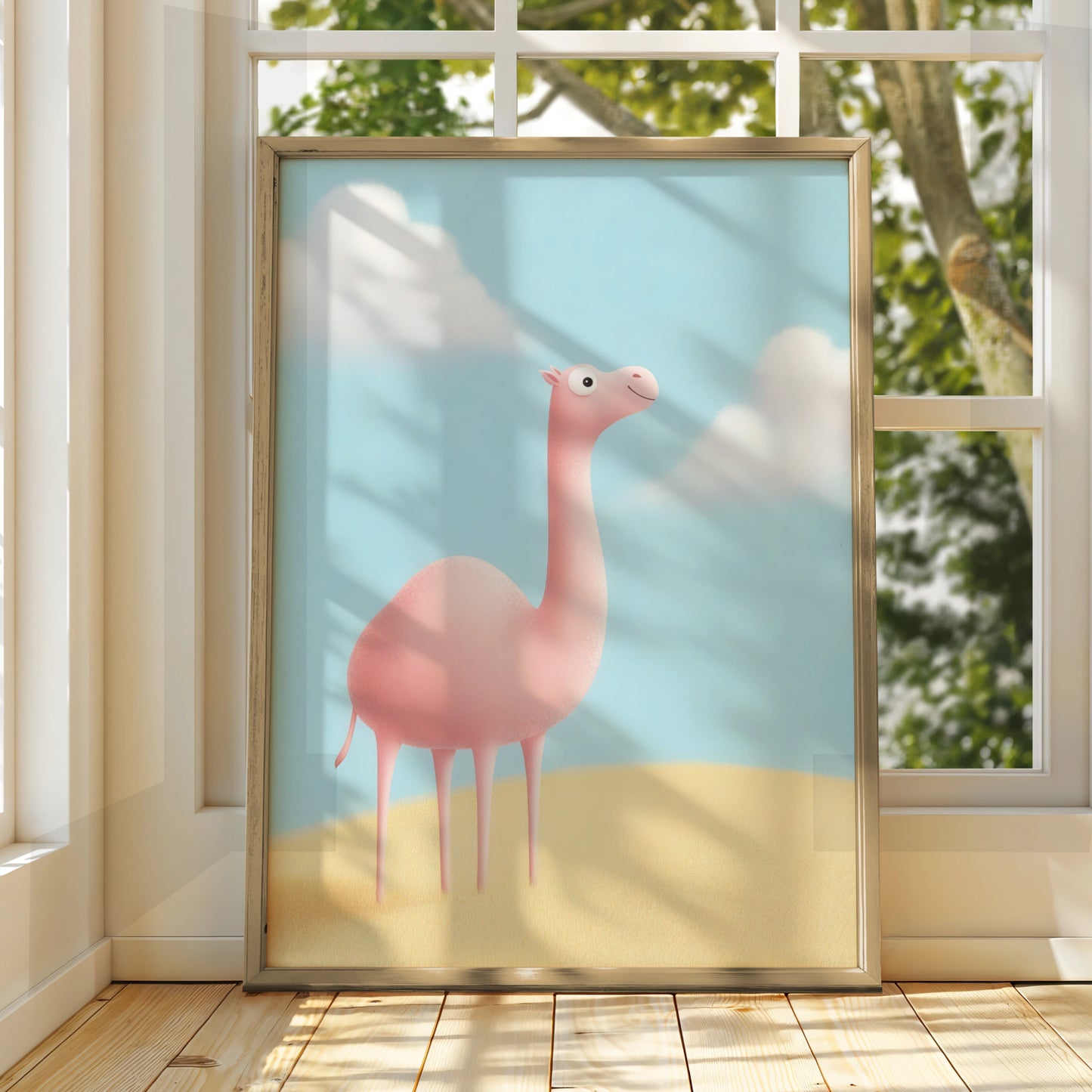 Cute Camel Nursery Wall Art, Pink Desert Animal Print, Kids Room Poster, Baby Decor