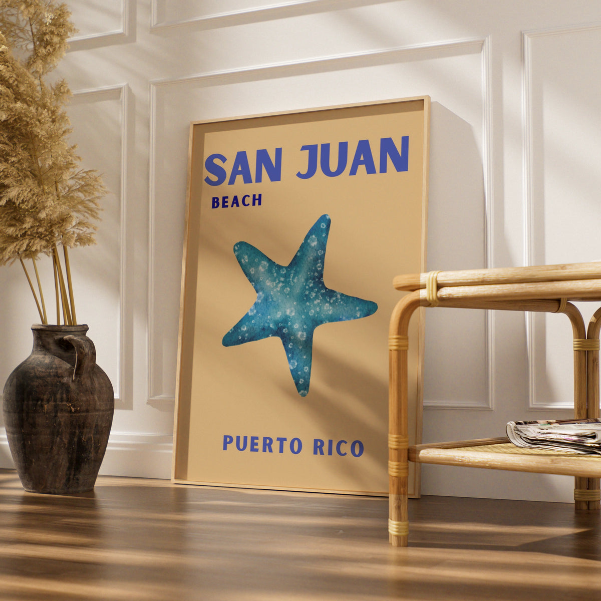 San Juan Puerto Rico Travel Poster, Beach Wall Art, Caribbean Retro Print