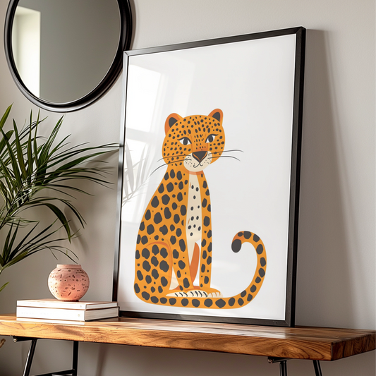 Leopard Nursery Wall Art, Cute Safari Animal Print, Kids Room Jungle Poster, Baby Decor