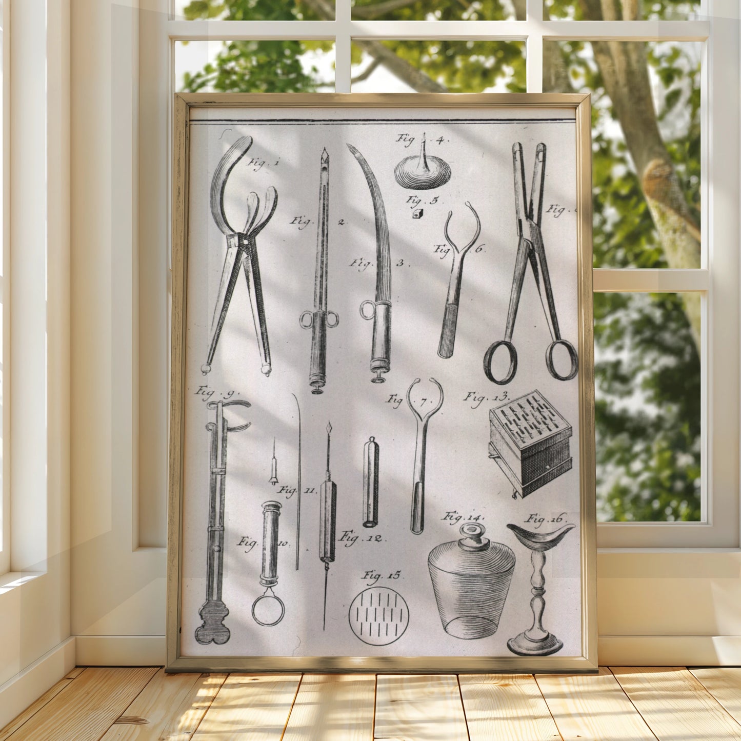 Vintage Surgical Instruments Print, Antique Medical Illustration, Halloween Gothic Wall Art Poster