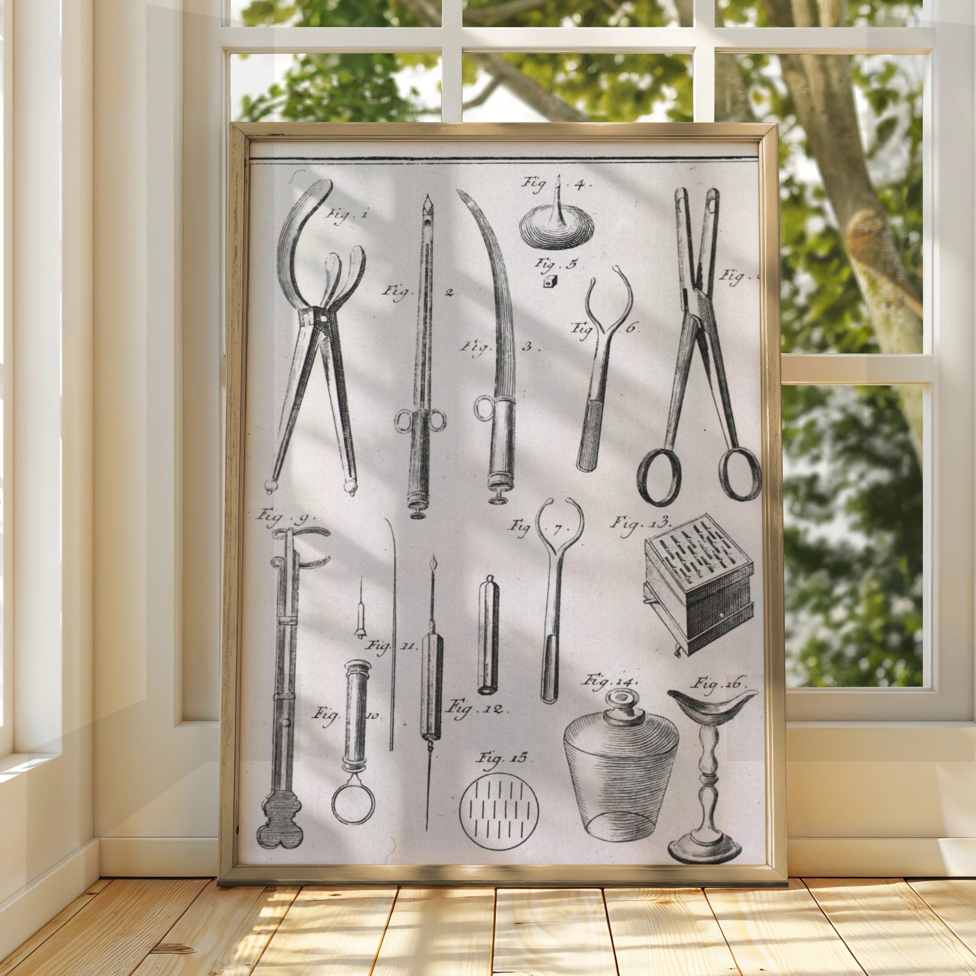 Vintage Surgical Instruments Print, Antique Medical Illustration, Halloween Gothic Wall Art Poster