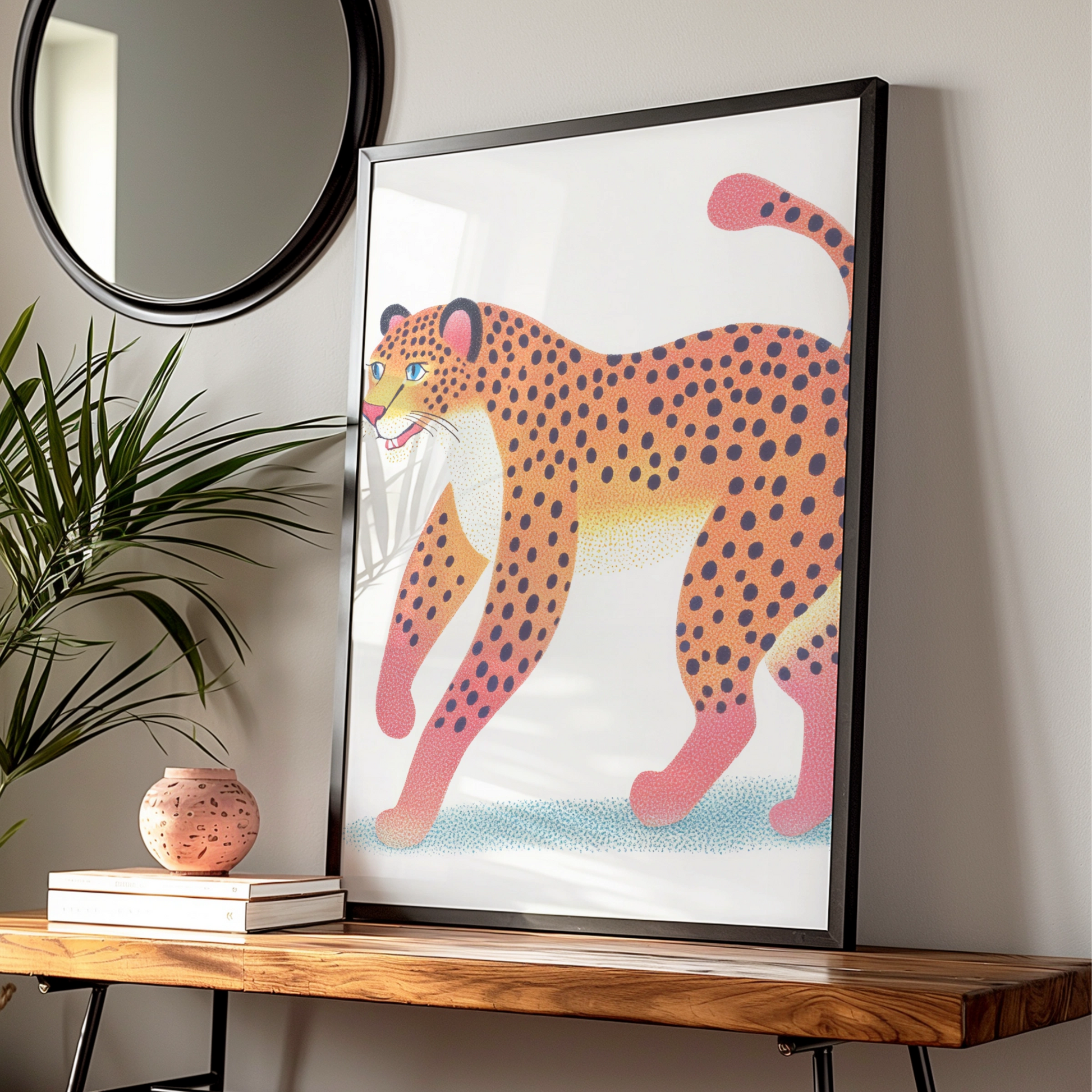 Leopard Nursery Wall Art, Colourful Cheetah Print, Kids Room Poster, Safari Animal Decor