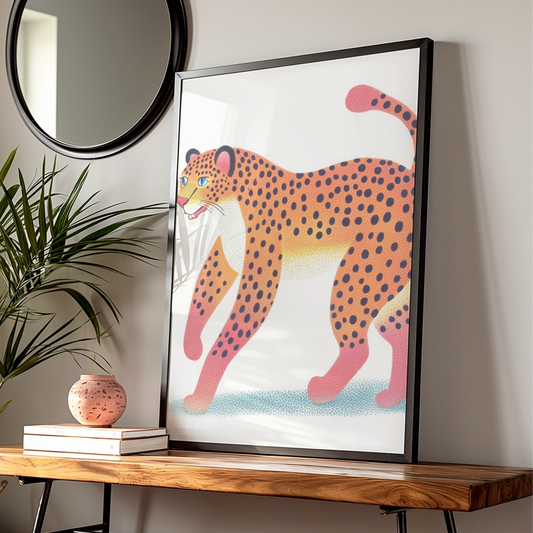 Leopard Nursery Wall Art, Colourful Cheetah Print, Kids Room Poster, Safari Animal Decor