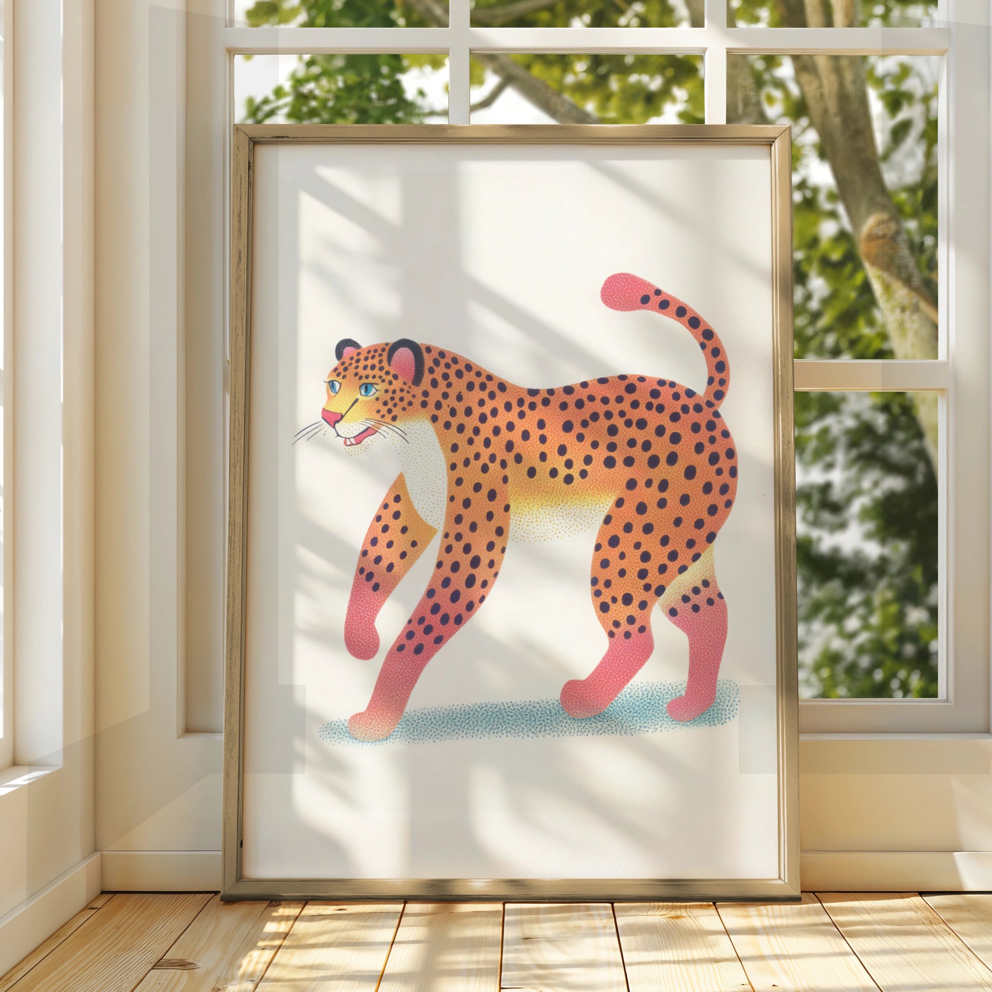 Leopard Nursery Wall Art, Colourful Cheetah Print, Kids Animal Poster, Children's Room Decor