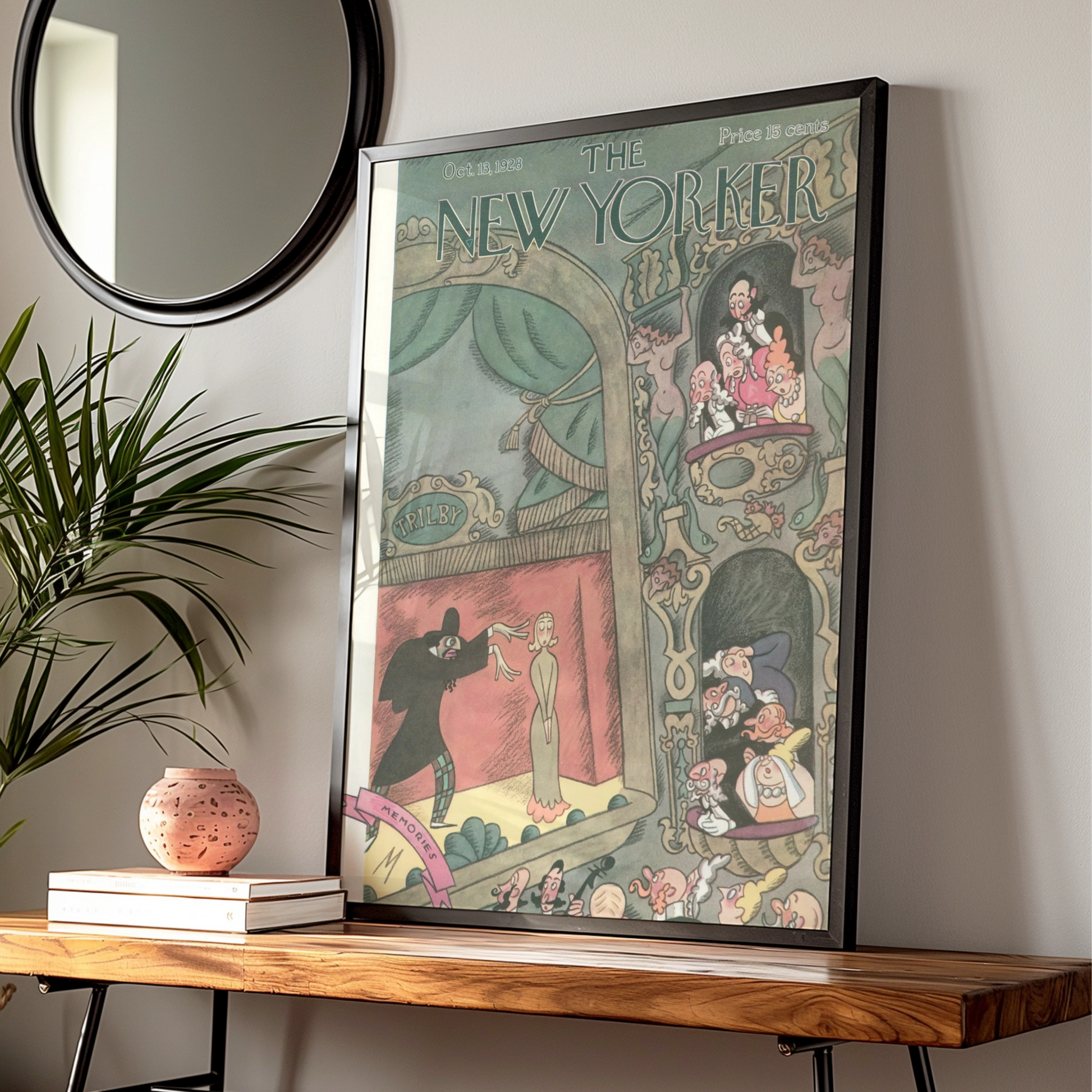 New Yorker October 1928 Vintage Theatre Poster, Trilby Stage Art, Retro Wall Art