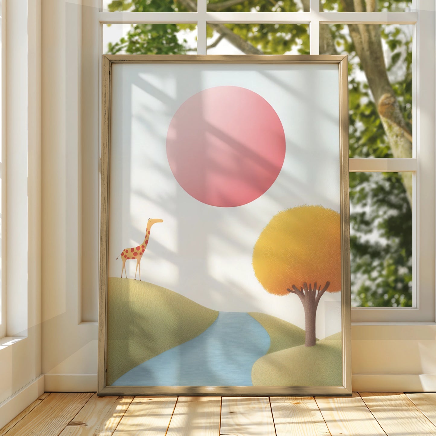 Giraffe Nursery Wall Art, Safari Animal Print, Kids Room Poster, Pastel Decor