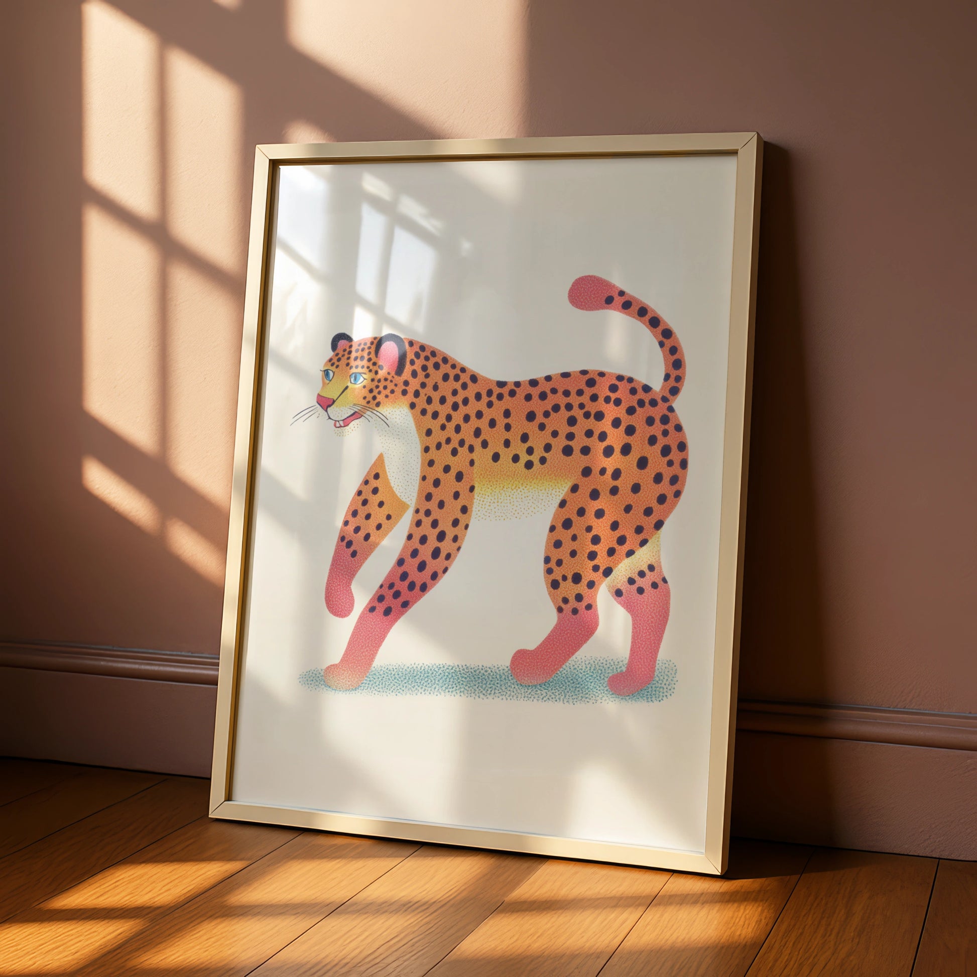Leopard Nursery Wall Art, Colourful Cheetah Print, Kids Animal Poster, Children's Room Decor