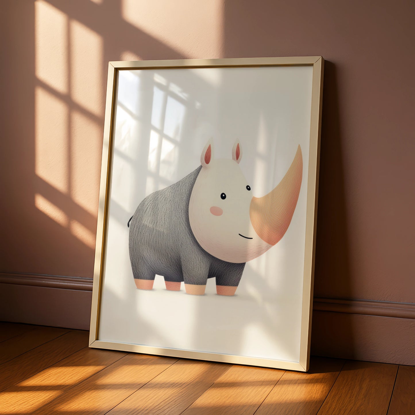 Cute Rhino Nursery Wall Art, Safari Animal Print, Baby Room Poster, Kids Decor