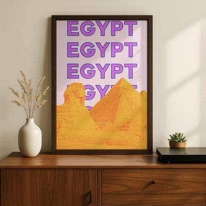 Egypt Travel Poster, Pyramids Sphinx Wall Art, Retro Bold Print, Egyptian Pop Art Decor