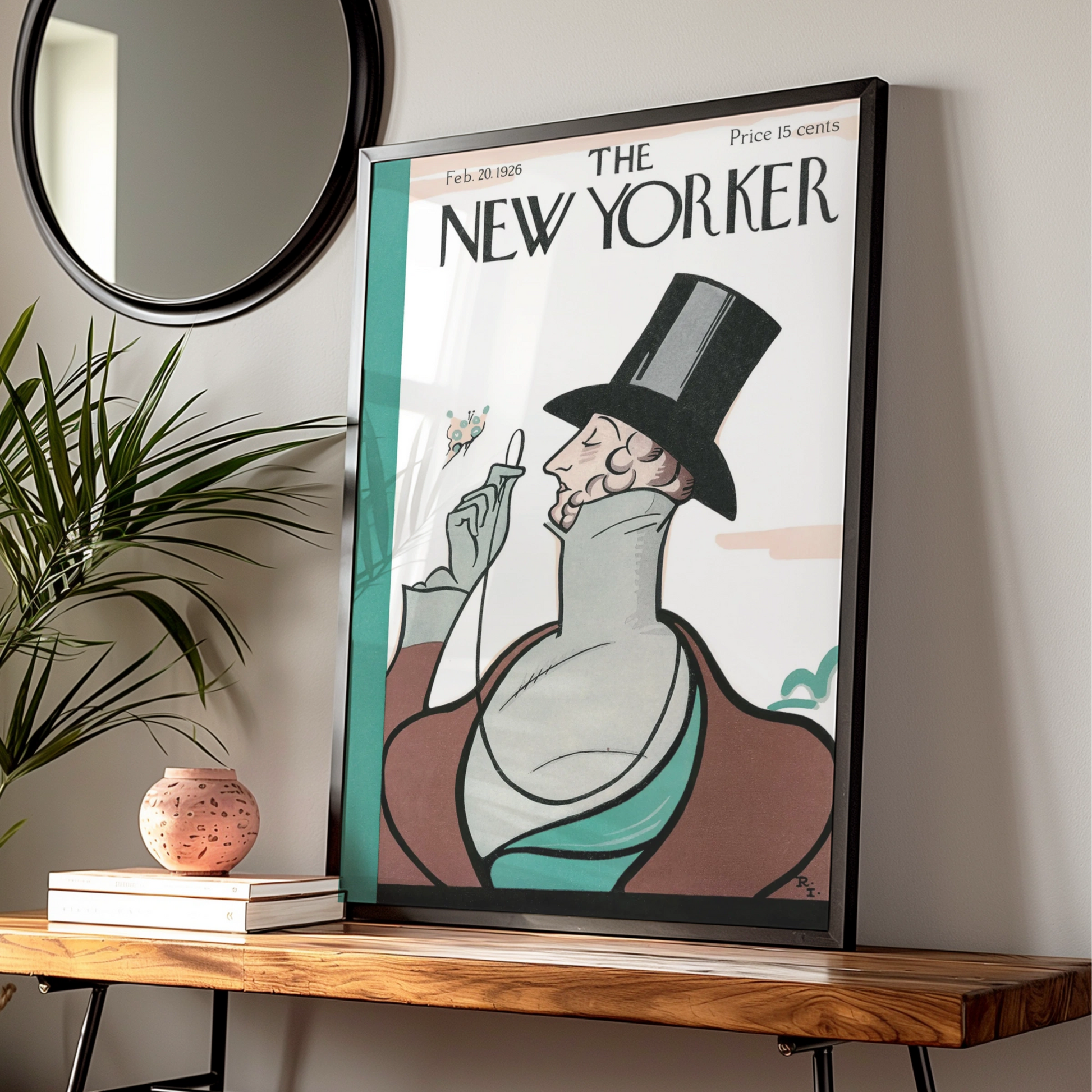 New Yorker Cover Feb 1926 Poster, Vintage Top Hat Dandy Art, Art Deco Wall Print