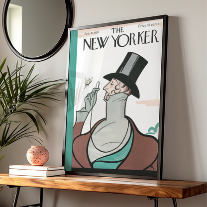 New Yorker Cover Feb 1926 Poster, Vintage Top Hat Dandy Art, Art Deco Wall Print