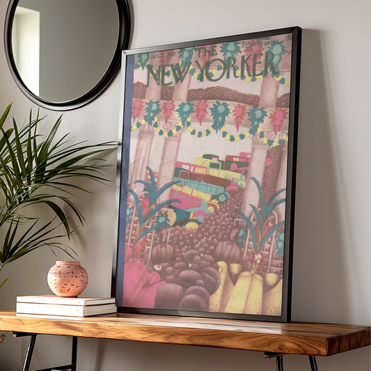 New Yorker 1929 Cover Art Poster, Vintage Art Deco Car Show Print, Retro Wall Art
