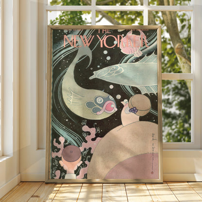 New Yorker Cover Art Poster, October 1929, Rea Irvin Underwater Fish Print
