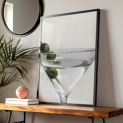 Martini Glass Print, Cocktail Wall Art, Neutral Modern Poster, Bar Cart Decor, Kitchen Art — Digital Download