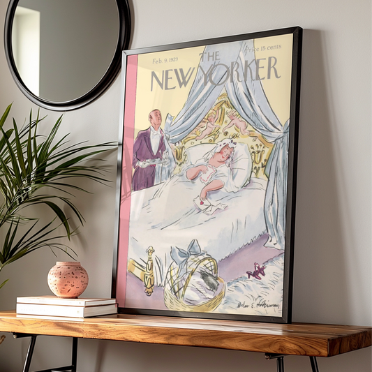 New Yorker 1929 Cover Poster, Valentine Bedroom Scene, Vintage Magazine Wall Art