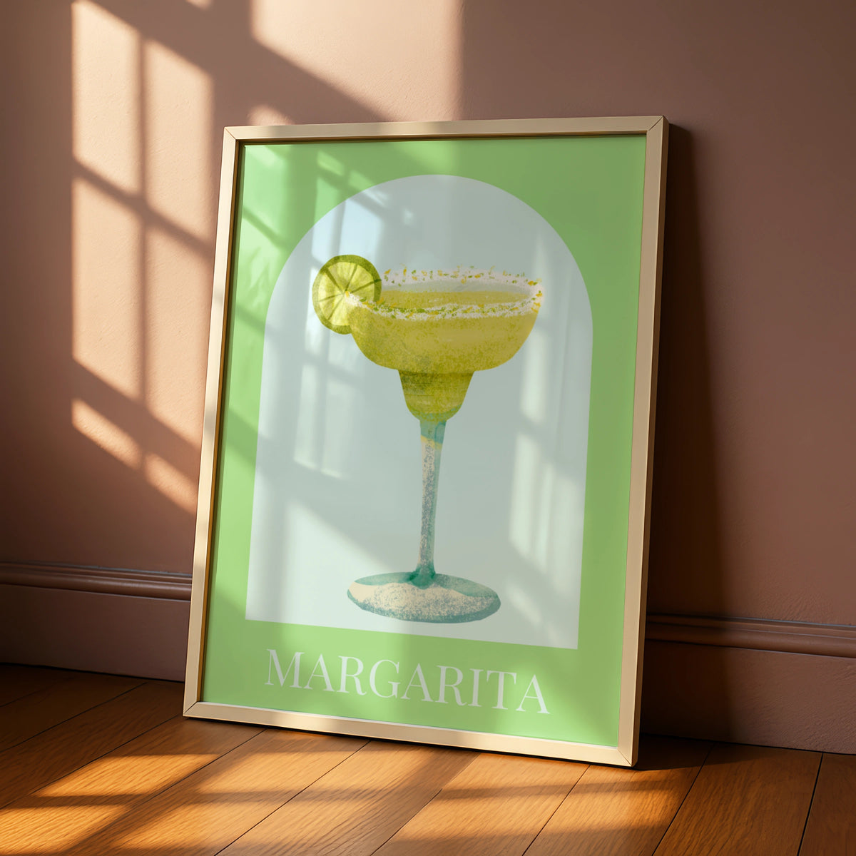 Margarita Cocktail Maximalist Poster, Green Bar Cart Wall Art, Drinks Print