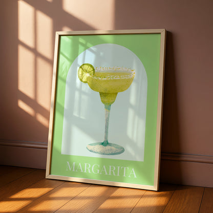 Margarita Cocktail Maximalist Poster, Green Bar Cart Wall Art, Drinks Print