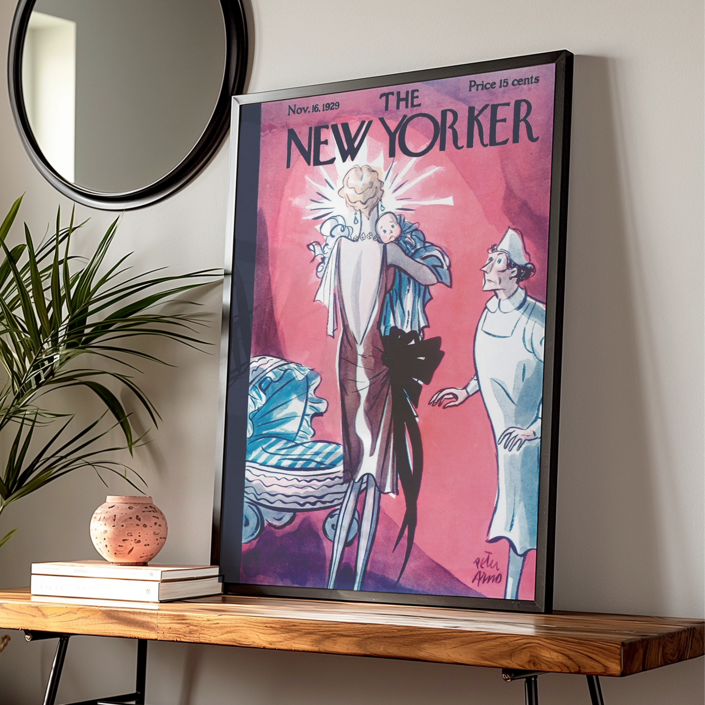 The New Yorker 1929 Cover Poster, Peter Arno Vintage Art, Pink Art Deco Wall Print