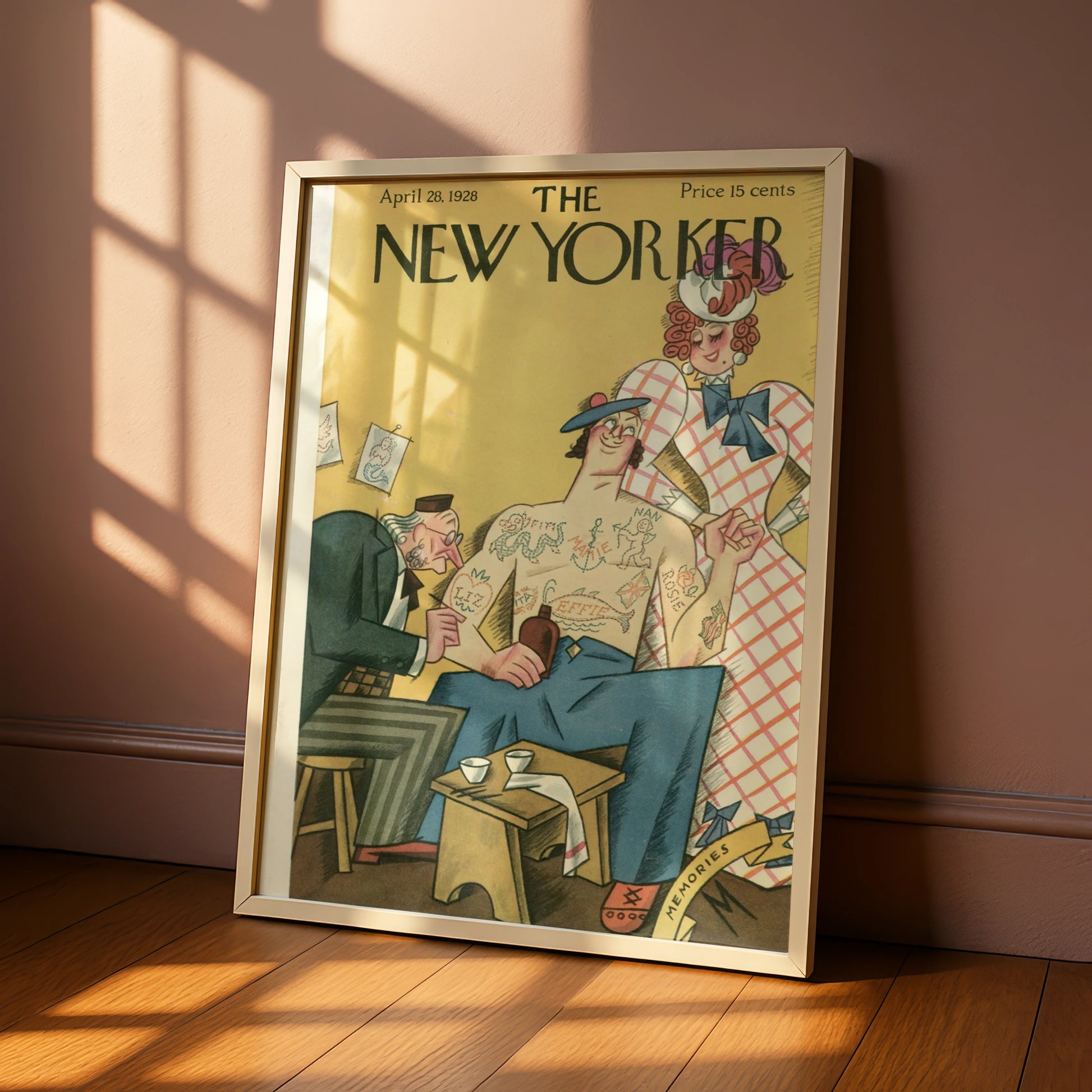 New Yorker Cover April 1928 Tattoo Parlour Art Poster, Vintage Humour Wall Print