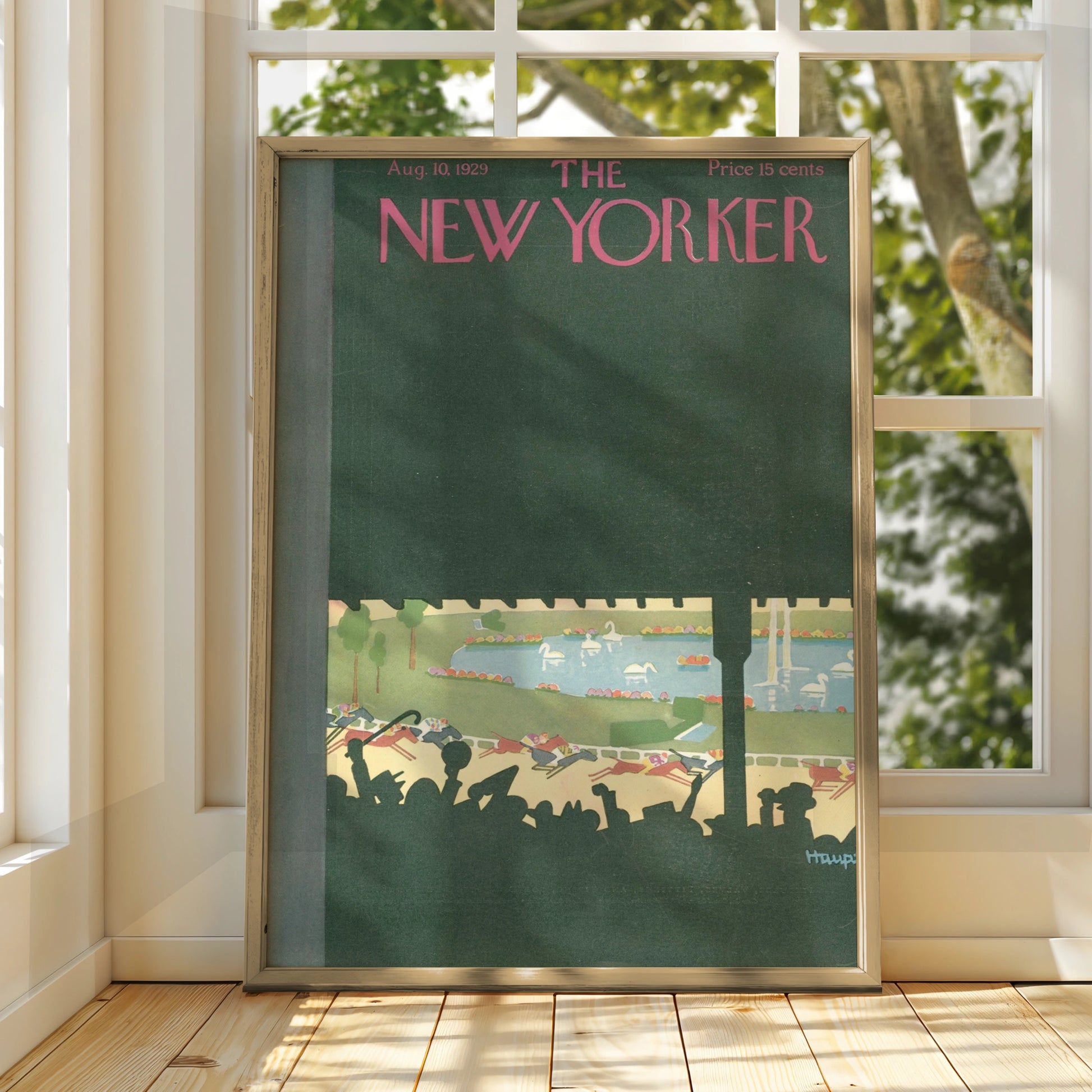 New Yorker 1929 Horse Racing Cover Poster, Vintage Art Deco Wall Art Print