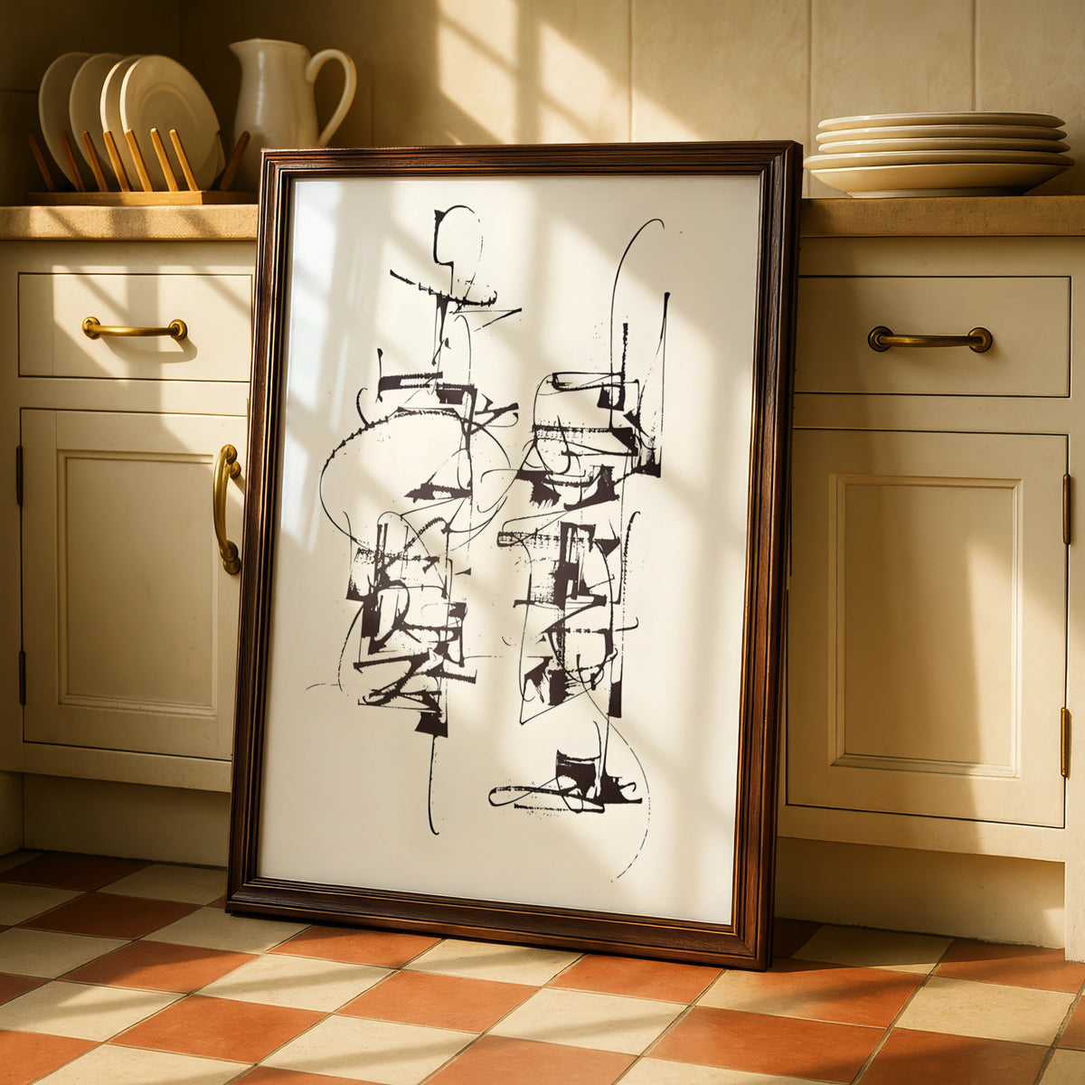 Abstract Monochrome Wall Art, Black and White Gestural Print, Modern Contemporary Poster