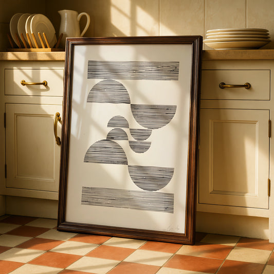 Abstract Geometric Stripe Print, Monochrome Wall Art, Black and White Minimalist Poster