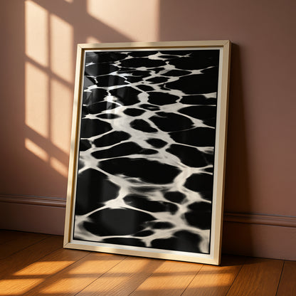 Water Reflection Print, Monochrome Wall Art, Black and White Abstract Poster, Modern Neutral Decor