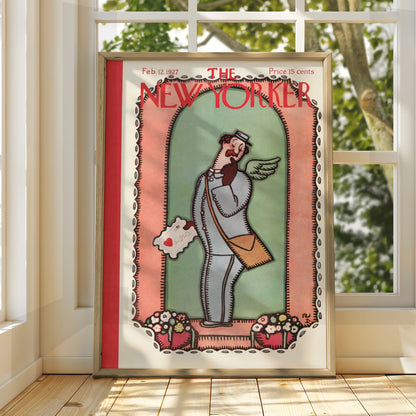 New Yorker Cover 1927 Poster, Valentine Postman Wall Art, Vintage Magazine Print